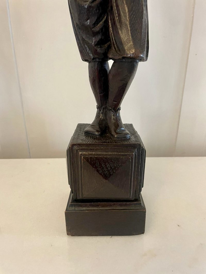 Unusual Pair of Antique Victorian Quality Carved Oak Figures - Image 9